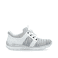 Graue Rieker Damen Slipper L32G4-40 mit Ready2GO Slip-in Funktion sowie Gummizug. Schuh Innenseite.