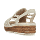 Beige Rieker Keilsandaletten 62741-60 mit einem Gummizug sowie der Extraweite H. Schuh von hinten.