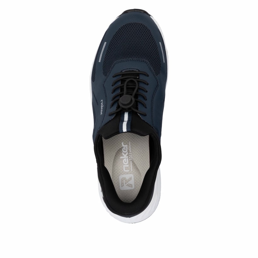 Baskets basses Rieker bleues vegan pour femme N5257-14. Chaussure vue de dessus.