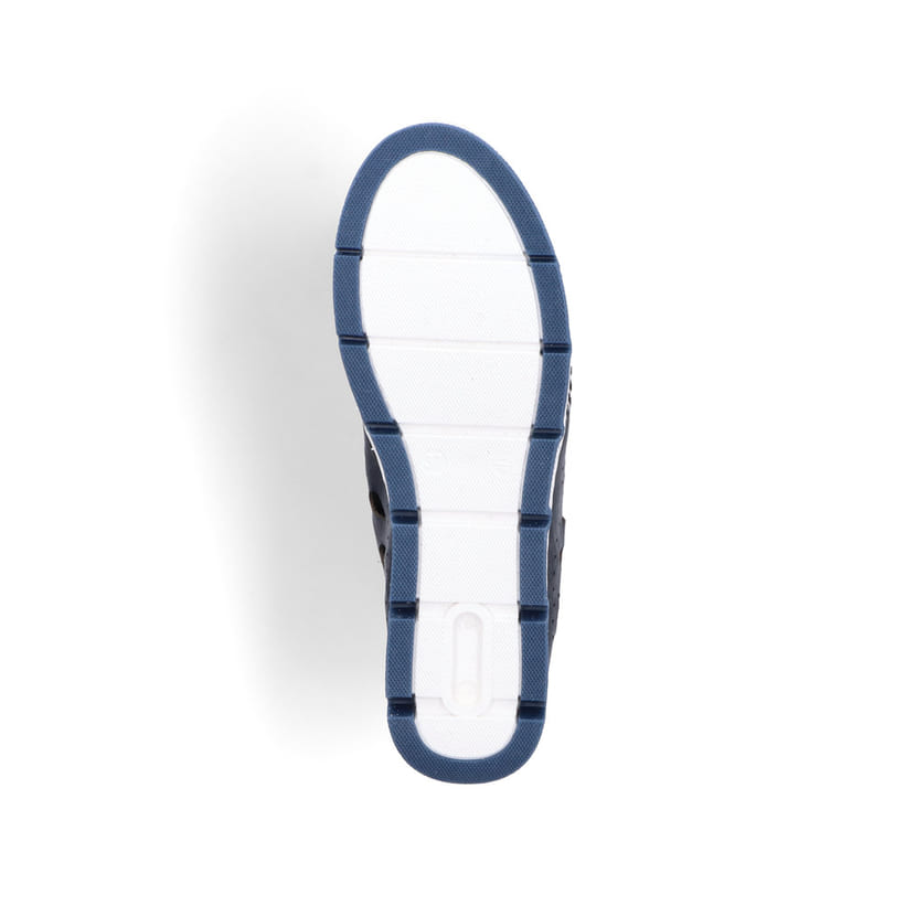 Blaue Rieker Damen Slipper 49956-14, Barfußschuhe mit einem Gummizug. Schuh Laufsohle.