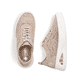 Beige Rieker Damen Sneaker Low N6409-62 mit Rieker Air Sohlenfenster. Schuh von oben, liegend.