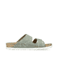 Grüne Rieker Damen Pantoletten 69850-52 mit Schnallen sowie einer leichten Sohle. Schuh Innenseite.
