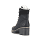 
Tiefschwarze Rieker Damen Schnürstiefel Y8610-00 mit einer Profilsohle mit Blockabsatz. Schuh von hinten