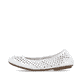 Weiße Rieker Ballerinas 41489-80 mit dekorativer Schleife sowie einem Gummizug. Schuh Außenseite.