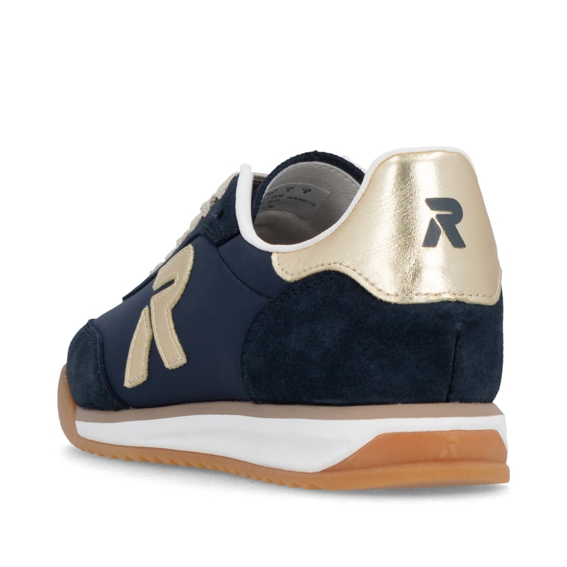 Blaue Rieker Sport Damen Sneaker Low W4000-15. Schuh von hinten.