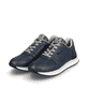 Blaue Rieker Damen Sneaker Low 42500-14 mit flexibler und super leichter Sohle. Schuhpaar seitlich schräg.