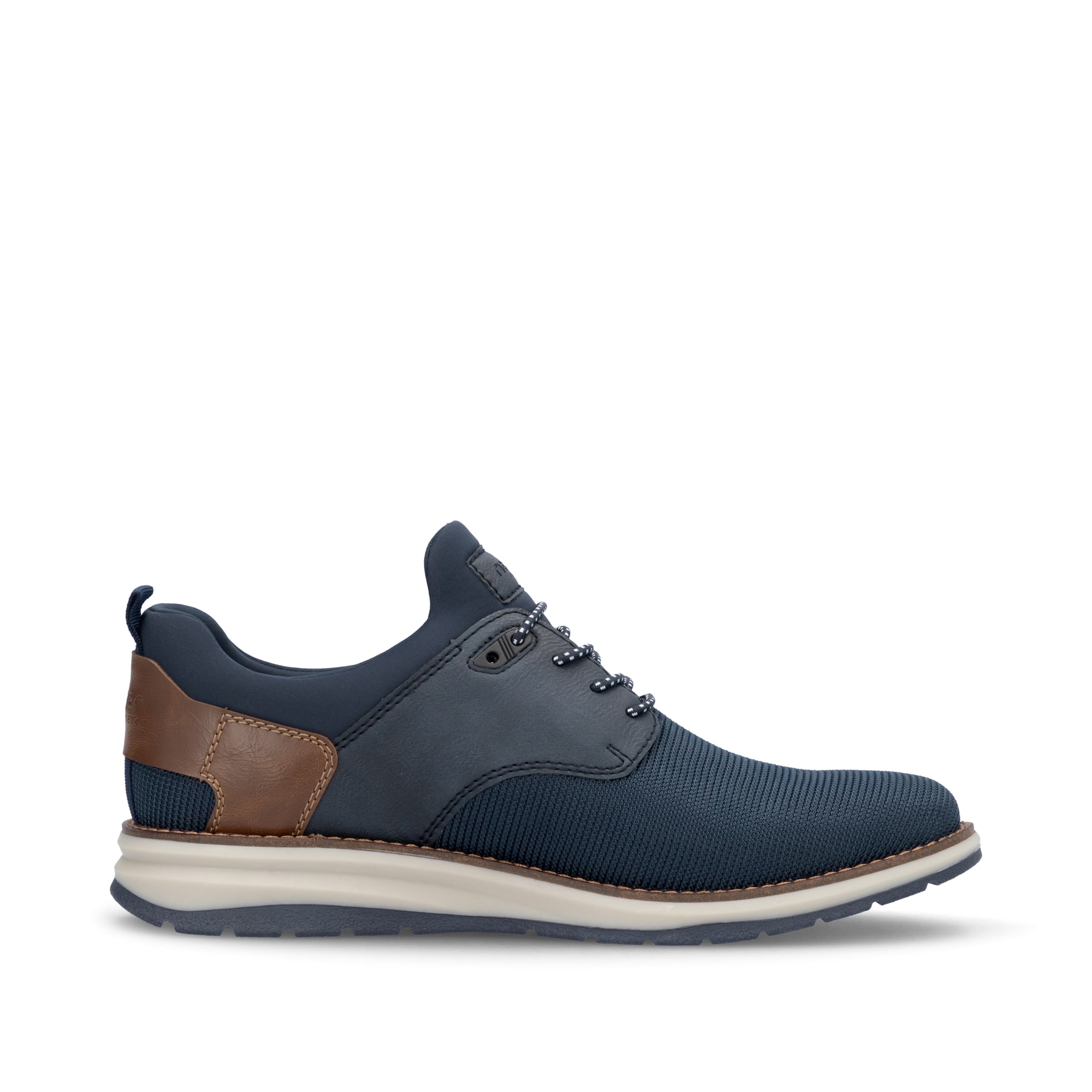 Mocassins Rieker bleus pour homme 14750-14 avec bande élastique. Intérieur de la chaussure.