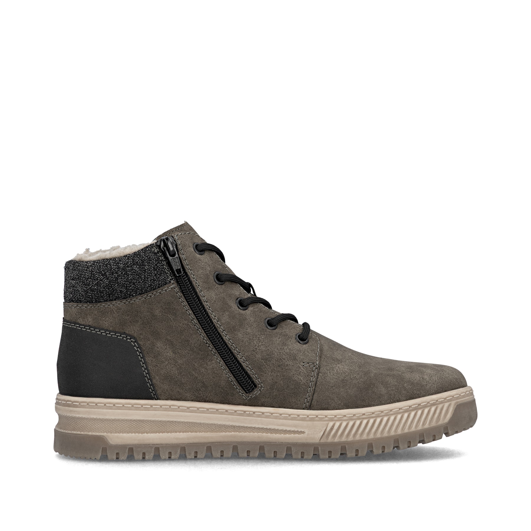 Braune Rieker Herren Schnürstiefel 38542-25 mit wasserabweisender TEX-Membran. Schuh von hinten.