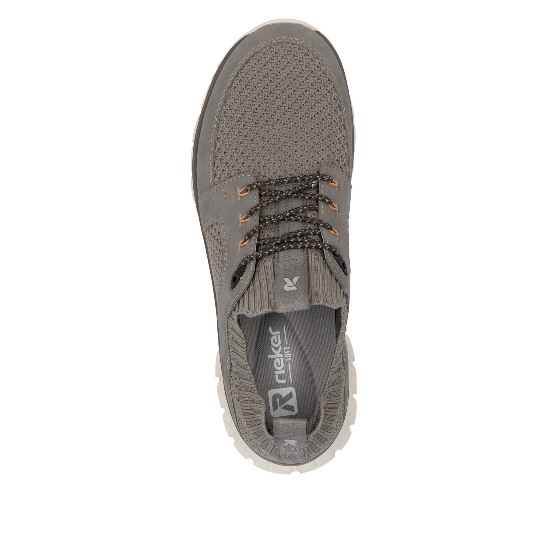Beige Rieker Herren Sneaker Low 04351-64 mit Gummizug sowie ultraleichter Sohle. Schuh von oben.