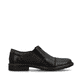 Schwarze Rieker Herren Slipper 17659-00 mit einem Gummizug sowie Extraweite H. Schuh Innenseite.