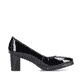 Glanzschwarze Rieker Damen Pumps 49260-04 mit einer Profilsohle mit Blockabsatz. Schuh Innenseite