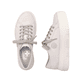 Weiße Rieker Damen Sneaker Low M1926-80 mit einer Schnürung. Schuh von oben, liegend.