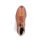 Braune Rieker Damen Schnürstiefel 71440-25 mit rundem Logo sowie Reißverschluss. Schuh von oben.