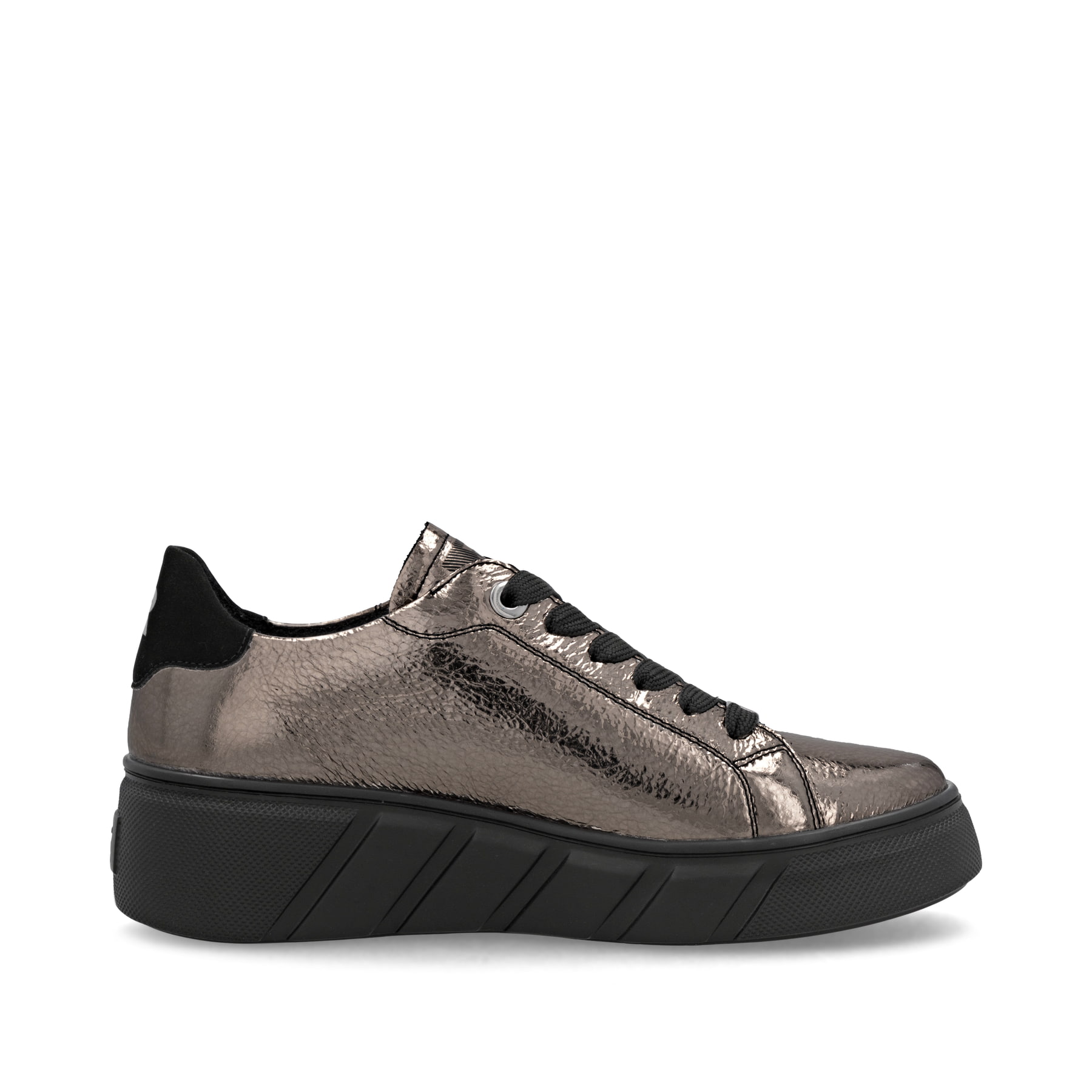 Metallische Rieker Damen Sneaker Low W2601-91 aus Glattleder mit einer Schnürung. Schuh Innenseite.