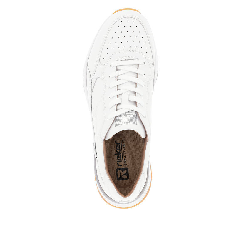 Weiße Rieker Herren Sneaker Low U0901-80 mit super leichter und flexibler Sohle. Schuh von oben.