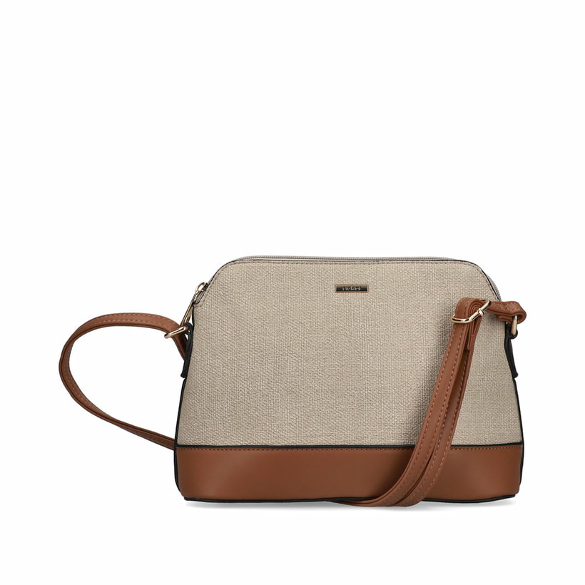 Rieker Handtasche H1510-60 in Beige mit Reißverschluss und kleinen Innenfächern. Vorderseite.