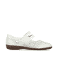Weiße Rieker Ballerinas 47675-80 mit modernen Ziernähten sowie Klettverschluss. Schuh Innenseite.