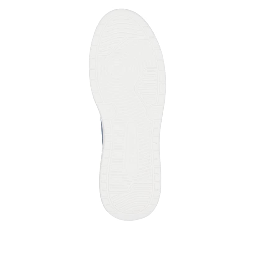 Baskets basses Rieker bleues végétaliennes femme W2302-14 avec lacets. Semelle extérieure de la chaussure.