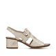 Beige Rieker Riemchensandaletten 64665-60 mit einem Gummizug. Schuh Innenseite.
