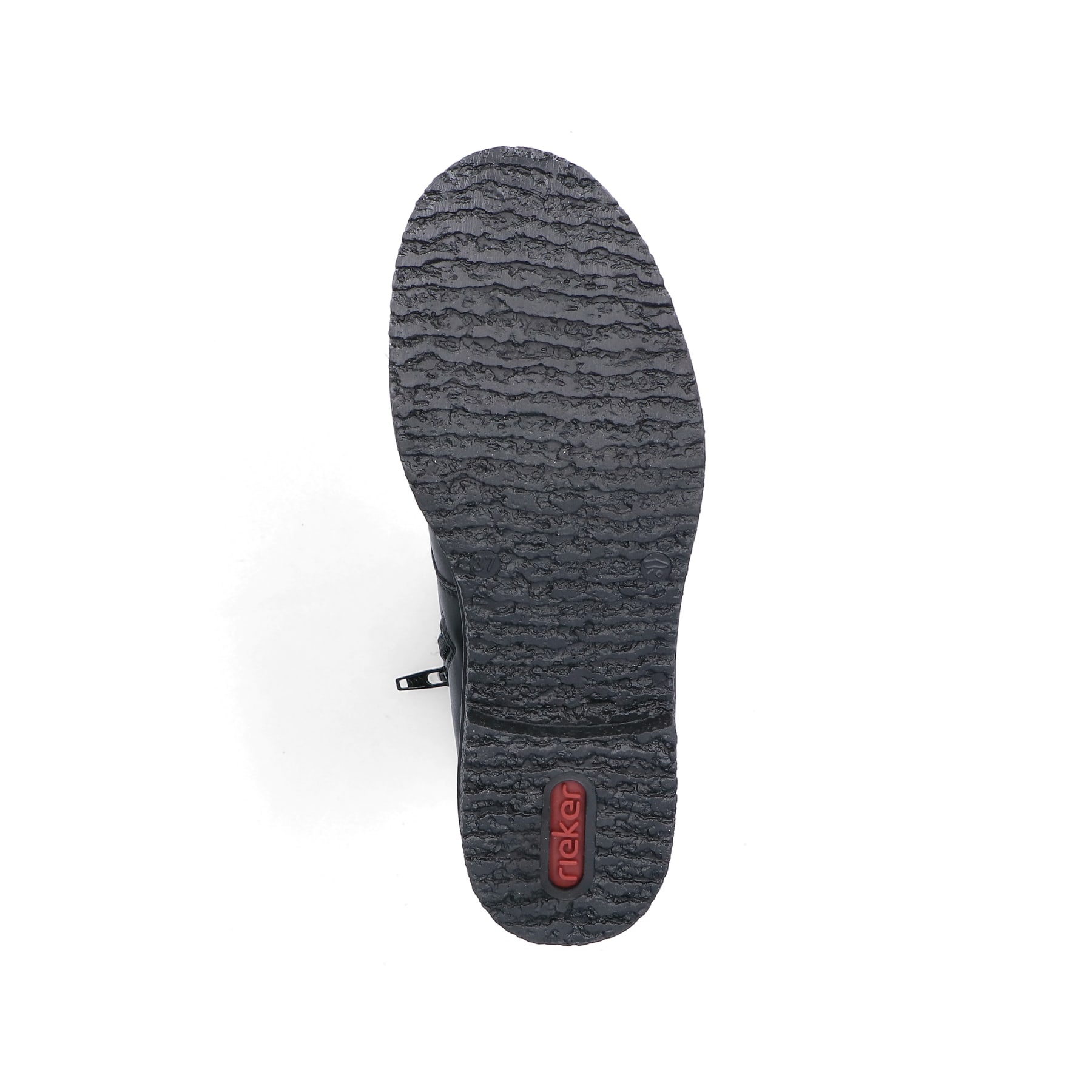Schwarze Rieker Damen Schnürstiefel 73570-00 mit einem Reißverschluss. Schuh Laufsohle.