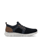 Blaue Rieker Herren Slipper B7796-14 mit einem Gummizug sowie Komfortweite G 1/2. Schuh Innenseite.