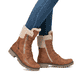 Beige Rieker Damen Biker Boots 78520-62 mit Schnürung und Reißverschluss. Schuh Innenseite