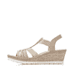 Rosane Rieker Keilsandaletten 61913-31 mit Schmuckelementen sowie einem Gummizug. Schuh Außenseite.