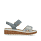 Blaue Rieker Keilsandaletten 62760-12 mit trendigen Schnalle. Schuh Innenseite.