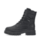 
Nachtschwarze Rieker Damen Schnürstiefel Y9331-00 mit einer leichten Profilsohle. Schuh Außenseite