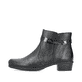 
Tiefschwarze Rieker Damen Stiefeletten Y0783-00 mit Reißverschluss sowie Blockabsatz. Schuh Außenseite