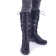 Schwarze Rieker Damen Hochschaftstiefel 94732-00 mit einem Reißverschluss. Schuh am Fuß.