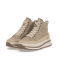 Beige Rieker Damen Schnürstiefel W3871-60 mit einem Reißverschluss. Schuhpaar seitlich schräg.