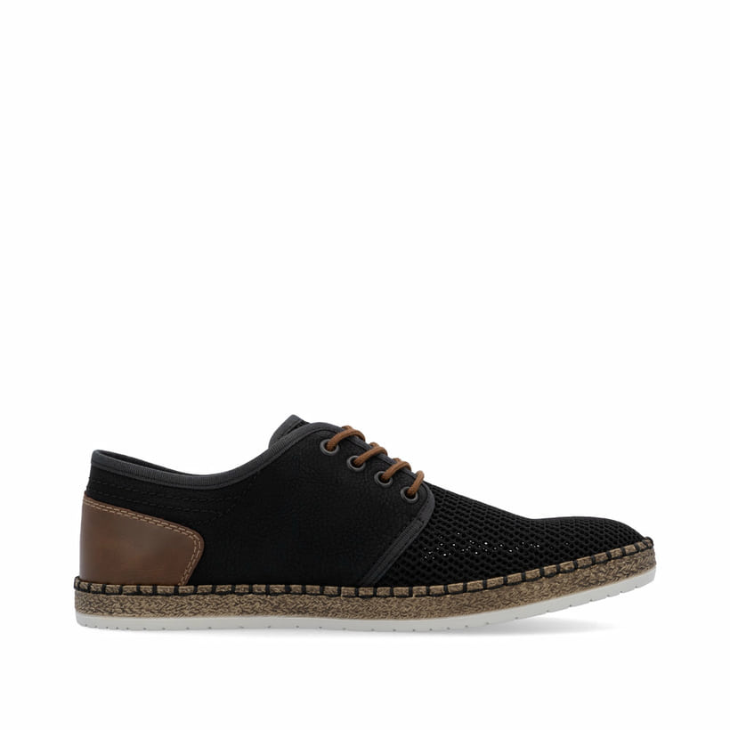 Schwarze Rieker Herren Schnürschuhe B5249-00 mit der Komfortweite G 1/2. Schuh Innenseite.