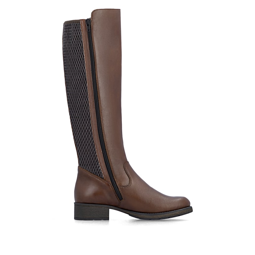 Dunkelbraune Rieker Damen Hochschaftstiefel Z9591-29 aus Glattleder. Schuh Innenseite.