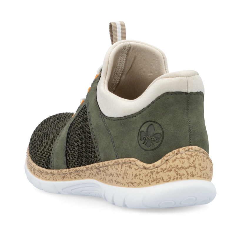 Chaussons Rieker verts pour femme N42G4-54 avec fonction slip-in Ready2GO. Chaussure vue de l'arrière.