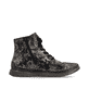 Schwarze Rieker Damen Schnürstiefel 53632-90 mit floralem Aufdruck. Schuh Innenseite.
