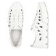 Weiße Rieker Damen Slipper 49956-80, Barfußschuhe mit einem Gummizug. Schuh von oben, liegend.