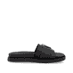 Schwarze Rieker Damen Pantoletten W1453-00 mit Gummizug sowie trendigen Schnalle. Schuh Innenseite.