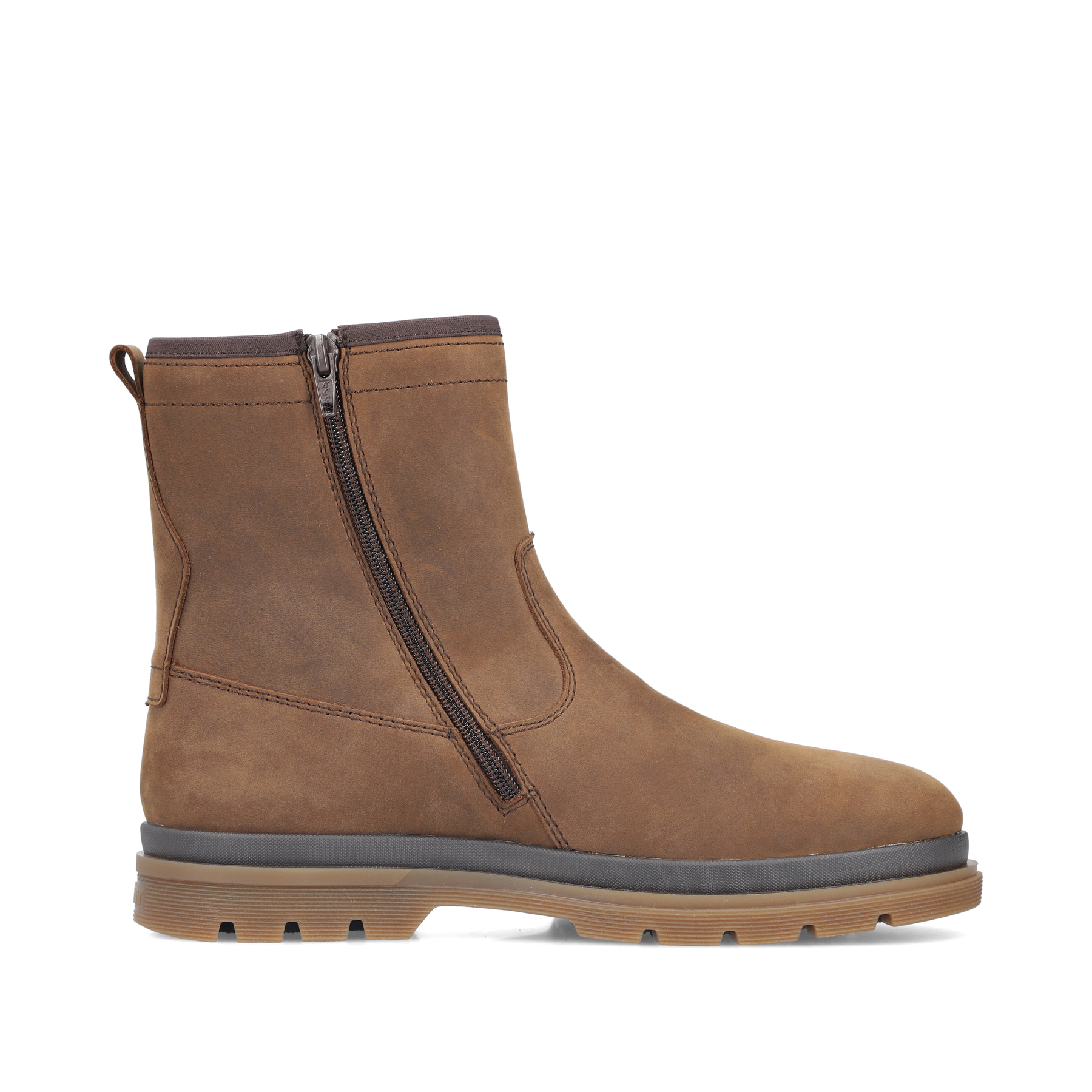 Braune Rieker Herren Kurzstiefel F7070-25 aus Rauleder. Schuh von hinten.