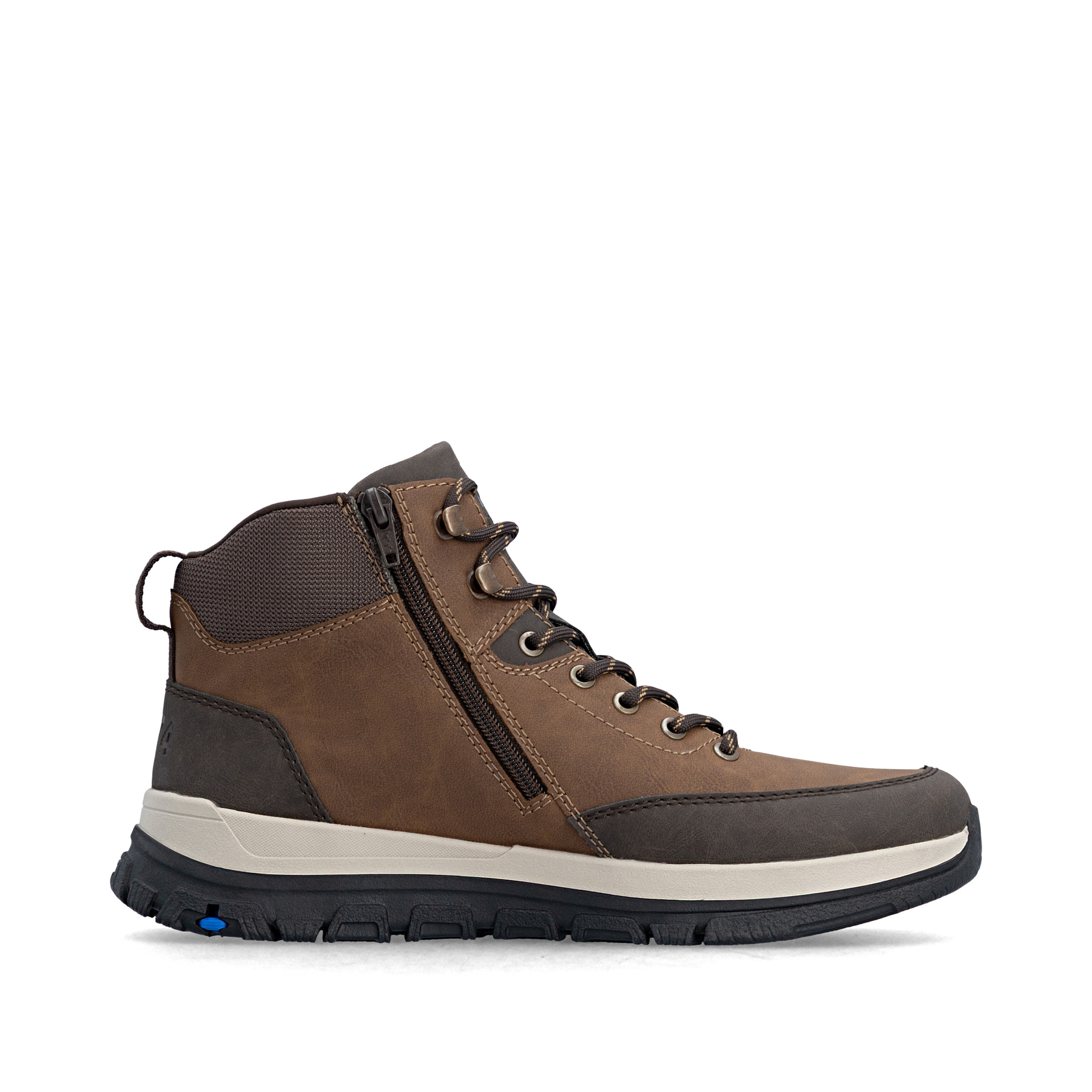 Braune Rieker Herren Schnürstiefel B9501-24 mit dem umdrehbaren Glacier Grip. Schuh Innenseite.