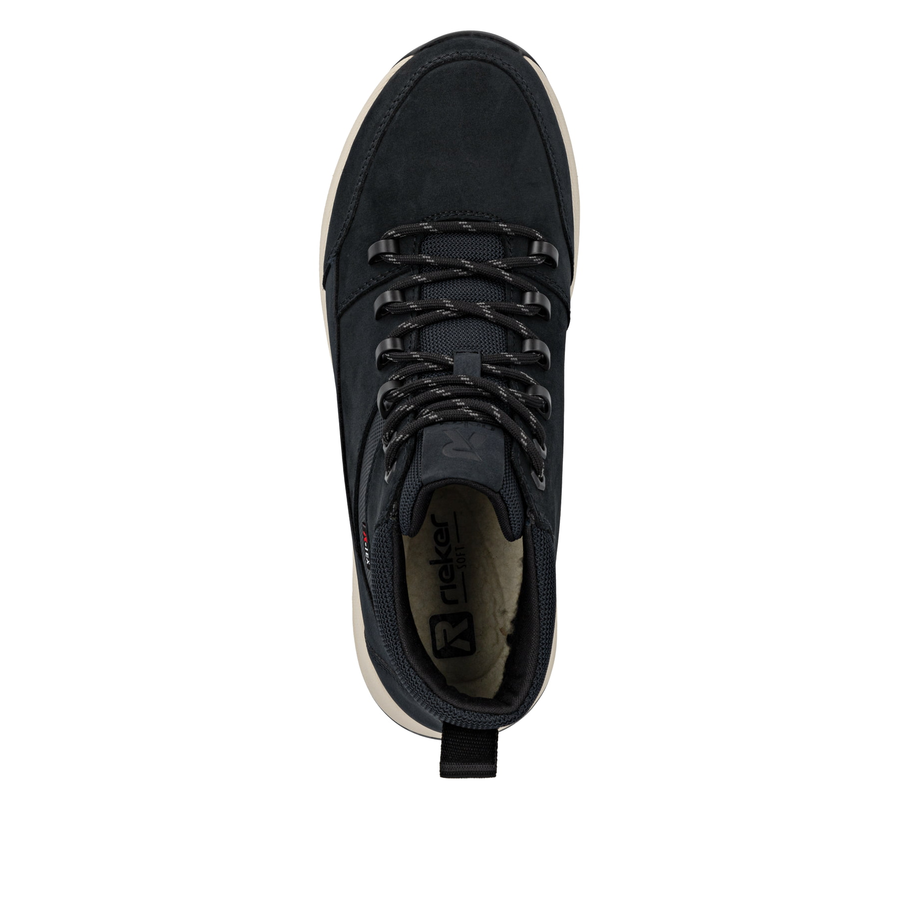 Blaue Rieker Herren Schnürstiefel U1671-14 aus Rauleder. Schuh von oben.