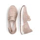 Zartrosane vegane Rieker Damen Loafer 58955-31 mit einem Elastikeinsatz. Schuh von oben, liegend.