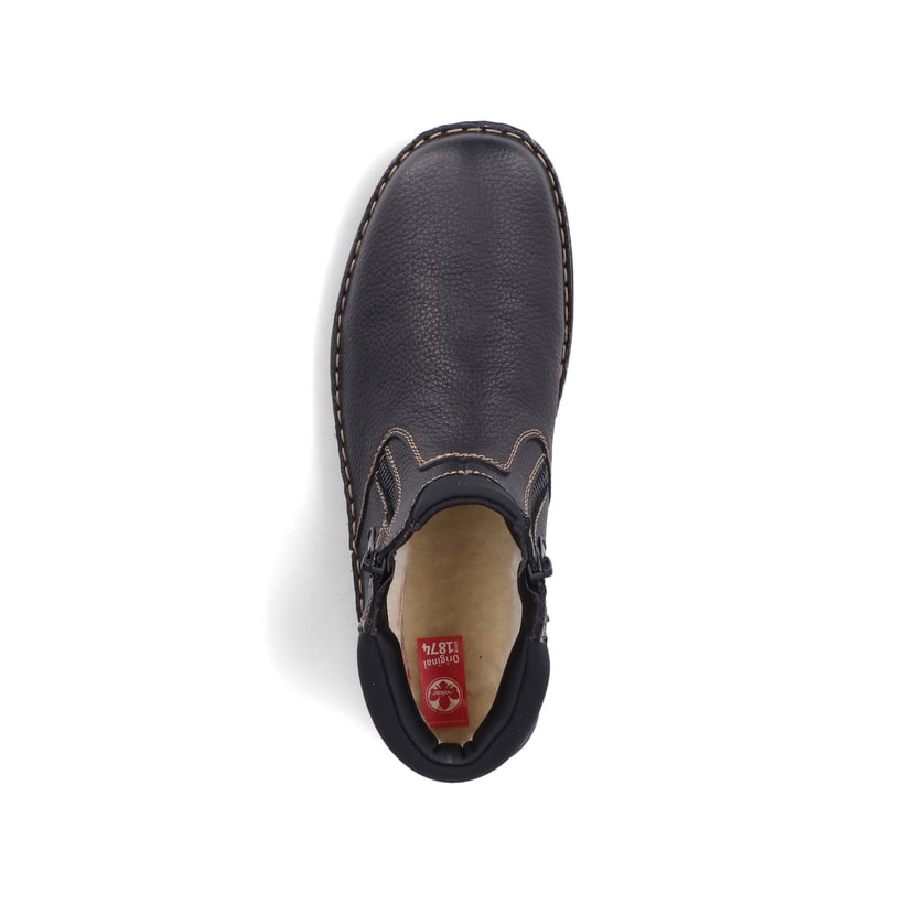 Schwarze Rieker Herren Kurzstiefel 05362-00 aus Glattleder. Schuh Laufsohle.