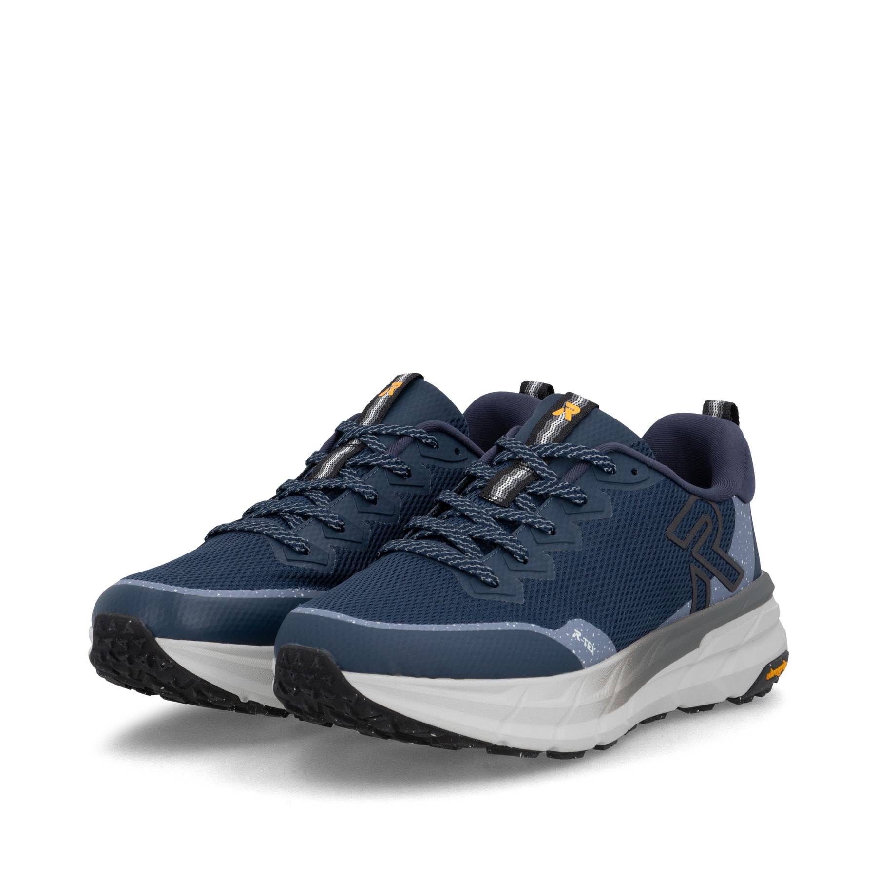Blaue Rieker Sport Herren Sneaker Low U4501-14. Schuhpaar seitlich schräg.