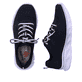 Blaue Rieker Damen Sneaker Low 54022-14 mit ultraleichter Sohle sowie Schnürung. Schuh von oben, liegend.