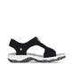 Tiefschwarze Rieker Damen Trekkingsandalen 68864-00 mit einem Reißverschluss. Schuh Innenseite.