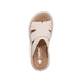 Beige Rieker Damen Pantoletten V3089-62 mit Gummizug sowie ultraleichter Sohle. Schuh von oben.
