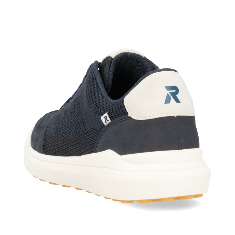Blaue Rieker Herren Sneaker Low U1104-14 mit einer Schnürung. Schuh von hinten.