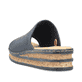 Blaue Rieker Damen Pantoletten 62905-14 mit moderner Spannnaht. Schuh von hinten.