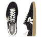 Schwarze Rieker Herren Sneaker Low U2200-00 mit einer Schnürung. Schuh von oben, liegend.
